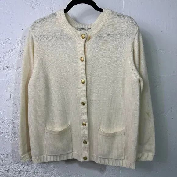 Cream Cardigan with Gold Buttons - Picture 1 of 6